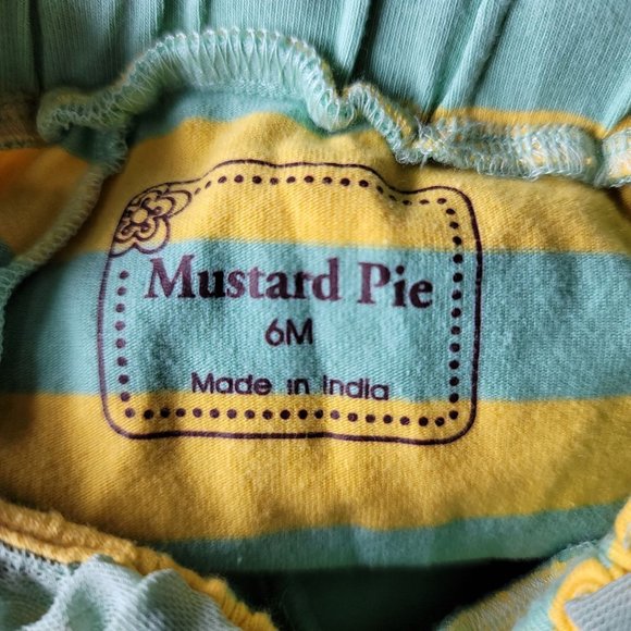 Mustard Pie NWT sprinkle shorts yellow blue stripes with ruffle detail size 6m - Picture 4 of 5